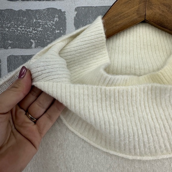 Free People | Mock Turtleneck Double Collar Cream Sweater Size Small - Picture 8 of 9